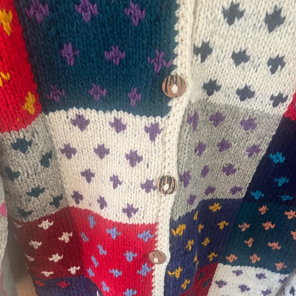 LA LLAMA Women's Cardigan Hand Made In Ecuador 100% Wool One Size Colorful EUC - Picture 5 of 13